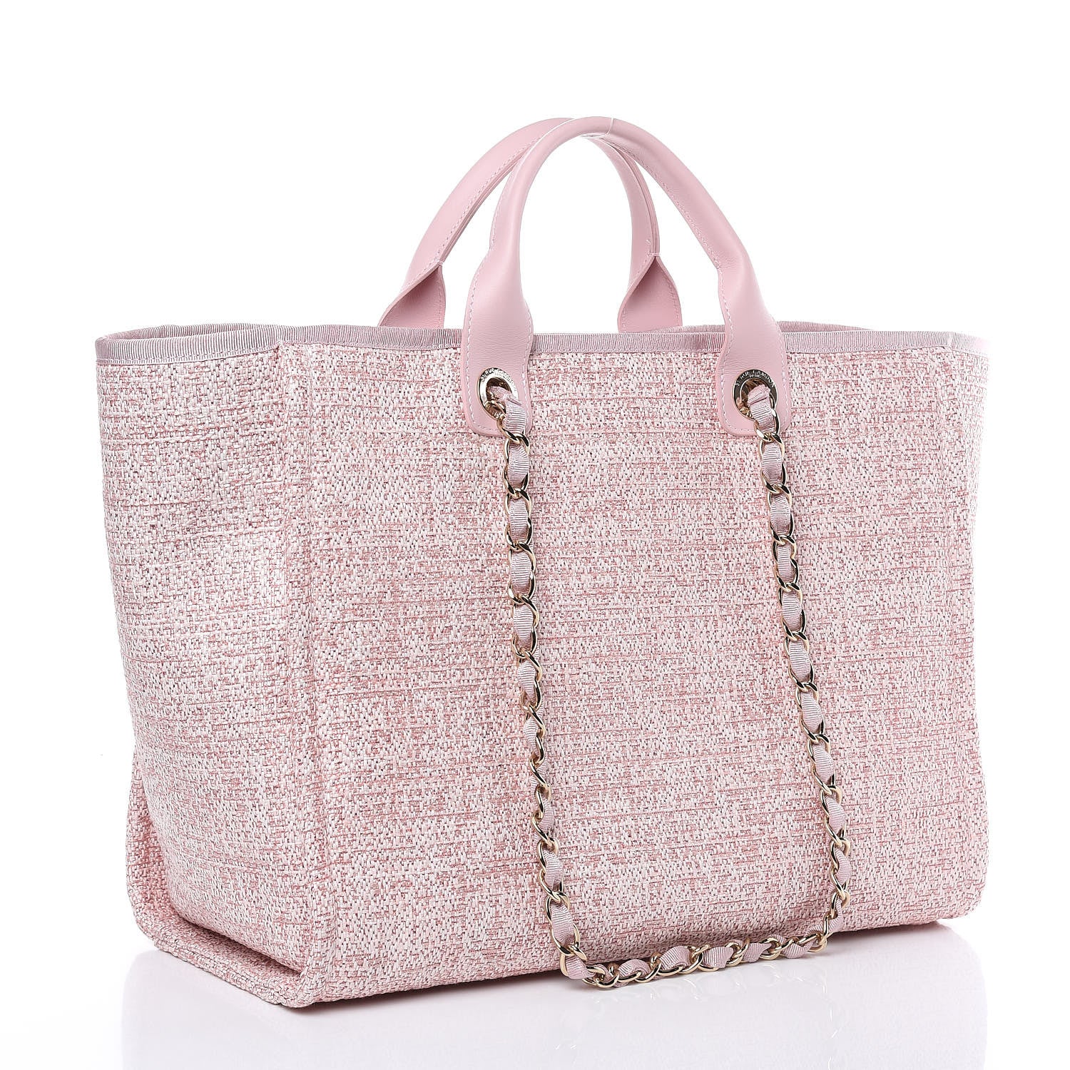 Chanel Straw Lurex Large Deauville Tote Pink 3 of 10