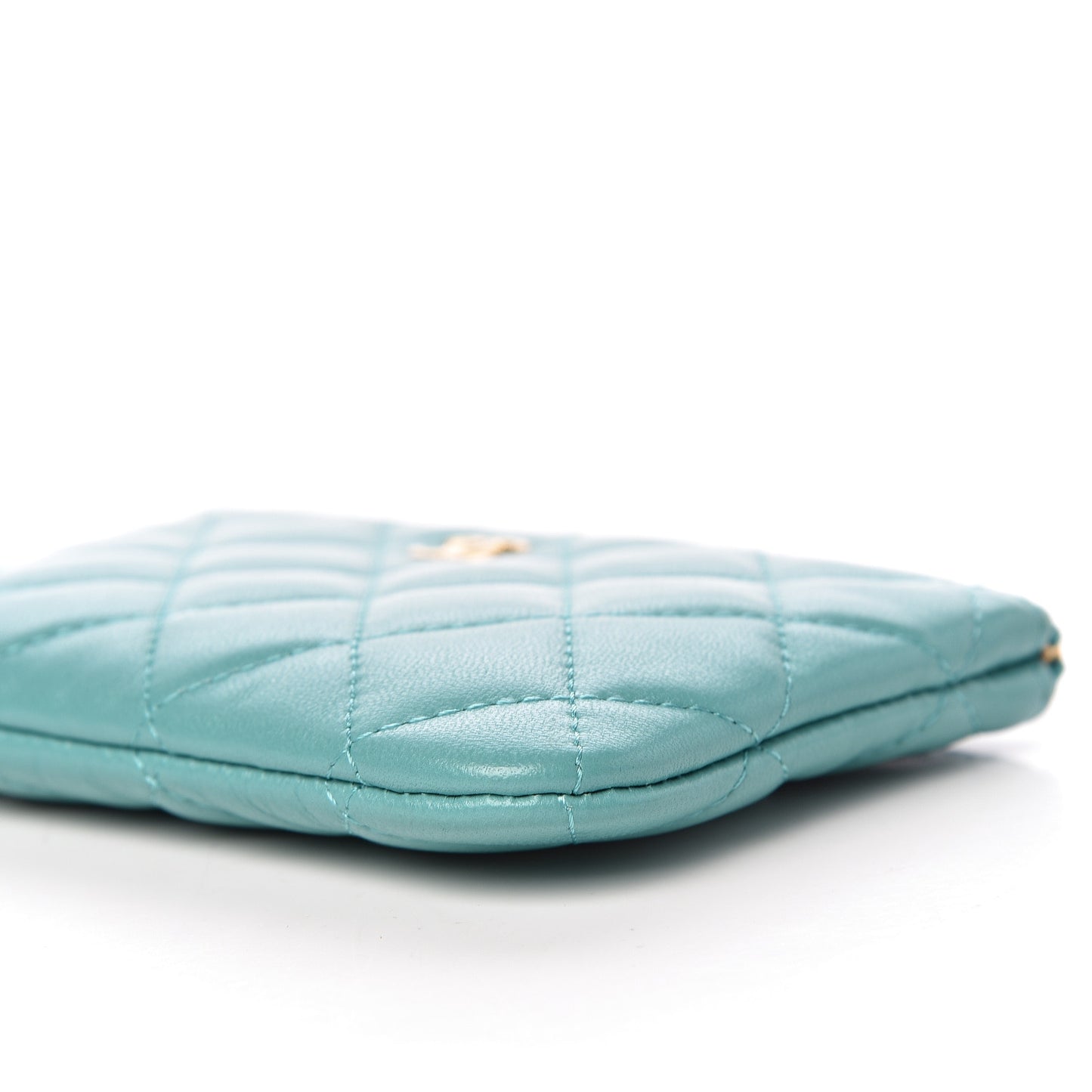 Lambskin Quilted Small Cosmetic Case Green