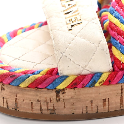 Chanel Cord Lambskin Quilted Logo Sandals 37 Multicolor 13 of 15