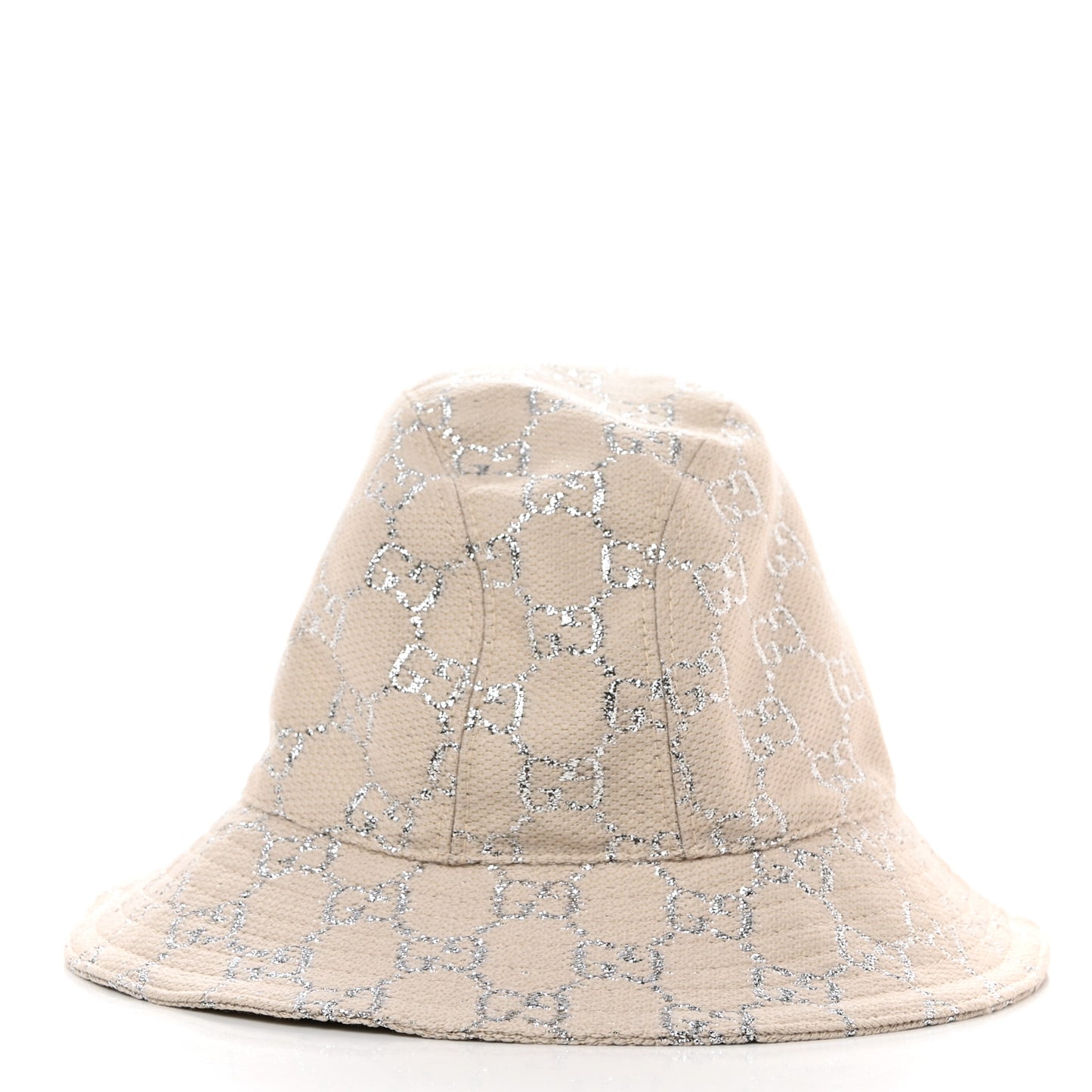 Canvas Lame GG Monogram Bucket Hat XS Gardenia Silver