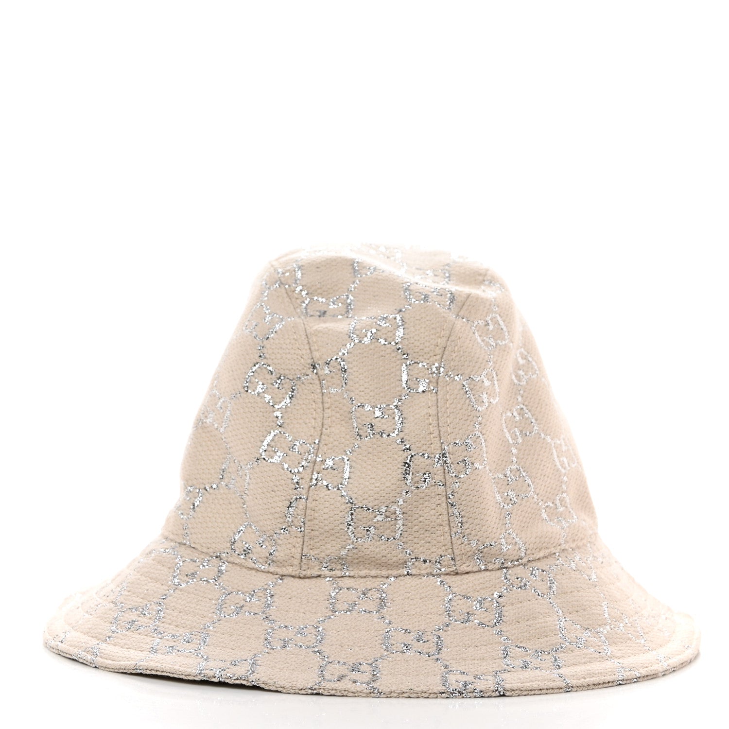 Gucci Canvas Lame GG Monogram Bucket Hat XS Gardenia Silver 6 of 9