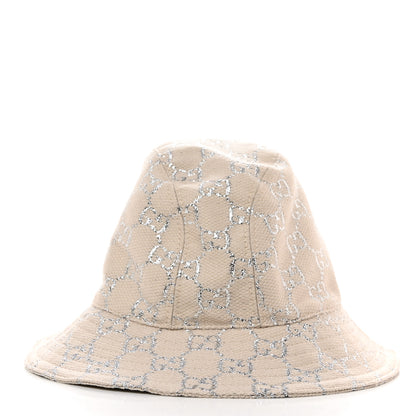 Gucci Canvas Lame GG Monogram Bucket Hat XS Gardenia Silver 6 of 9