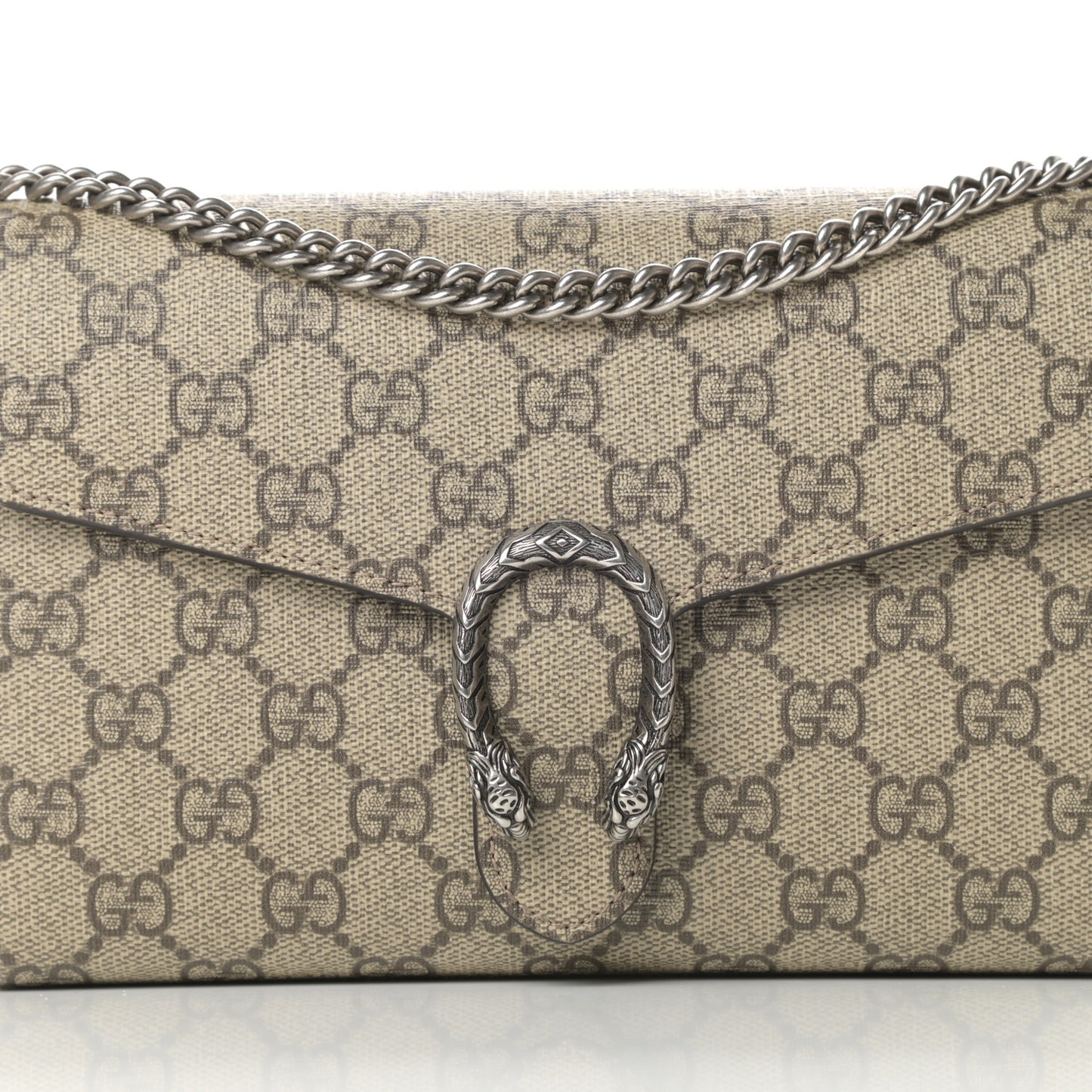 GG Supreme Monogram Mini Dionysus Chain Wallet Beige Taupe