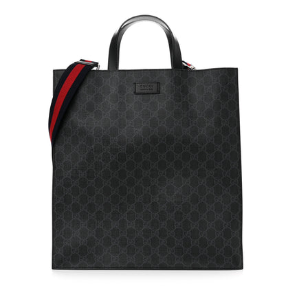 Gucci Soft GG Supreme Monogram Appia Calfskin Web Vertical Tote Black 1 of 10