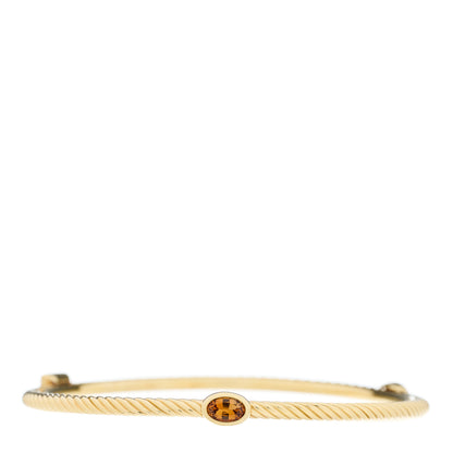David Yurman 18K Yellow Gold Citrine Cable Classics Bangle Bracelet 1 of 4