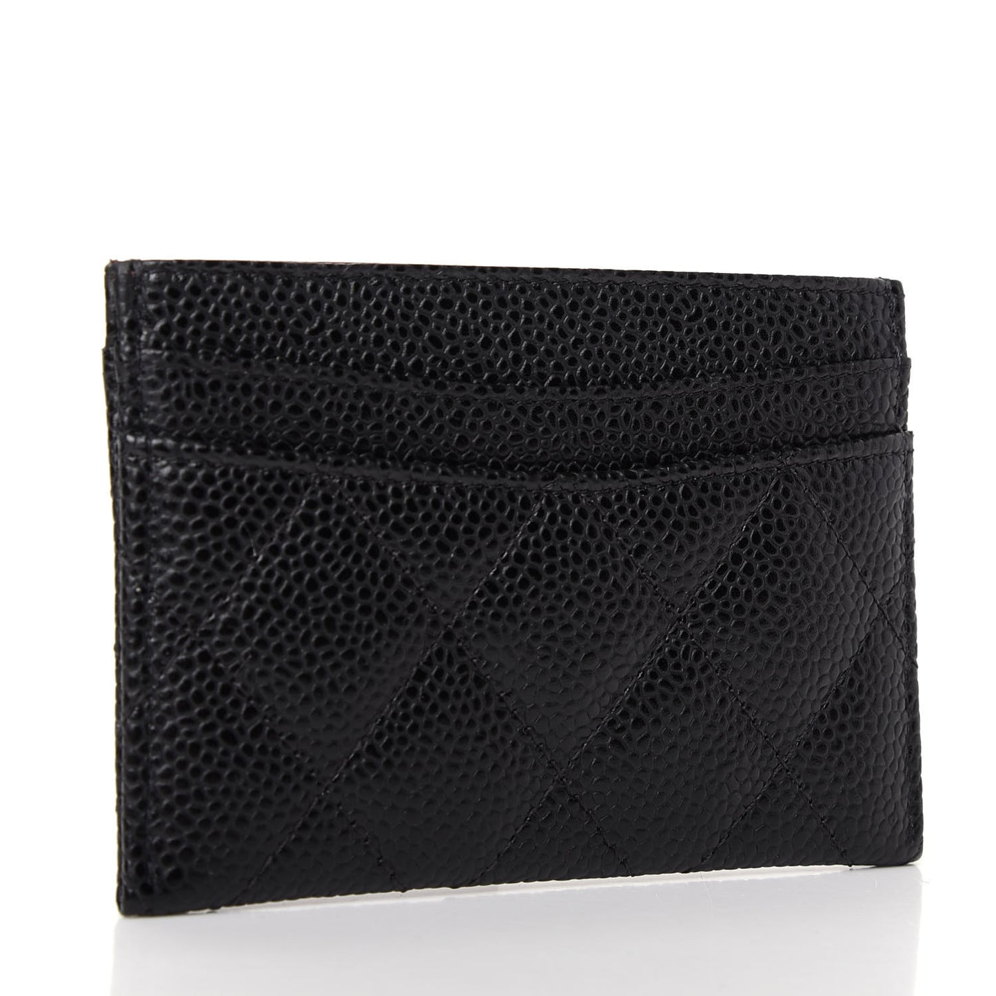 Caviar Quilted Card Holder Black