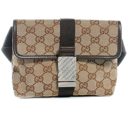 Gucci GG Monogram Buckle Belt Bag Dark Brown 1 of 7