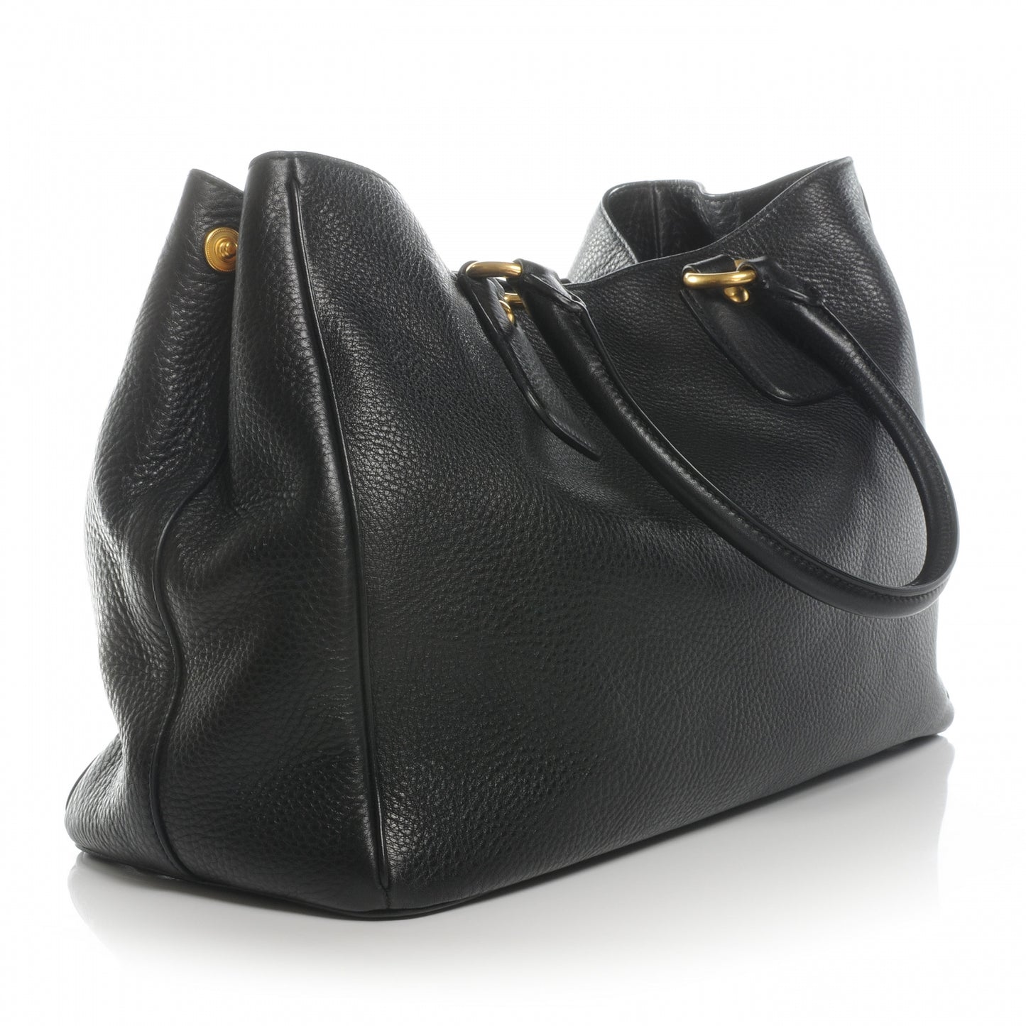 Vitello Daino Shopping Tote Nero Black