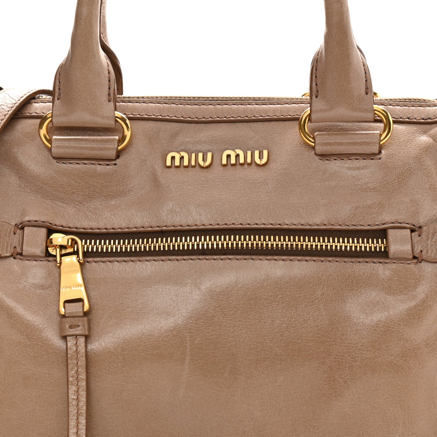 Vitello Shine Zip Tote Cammeo