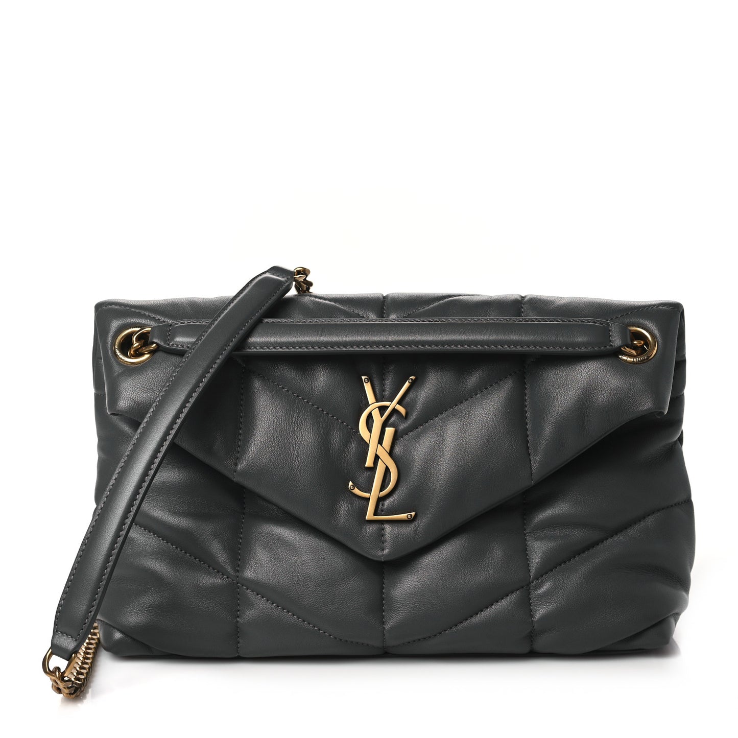 Calfskin Quilted Small Loulou Puffer Monogram Chain Satchel Storm