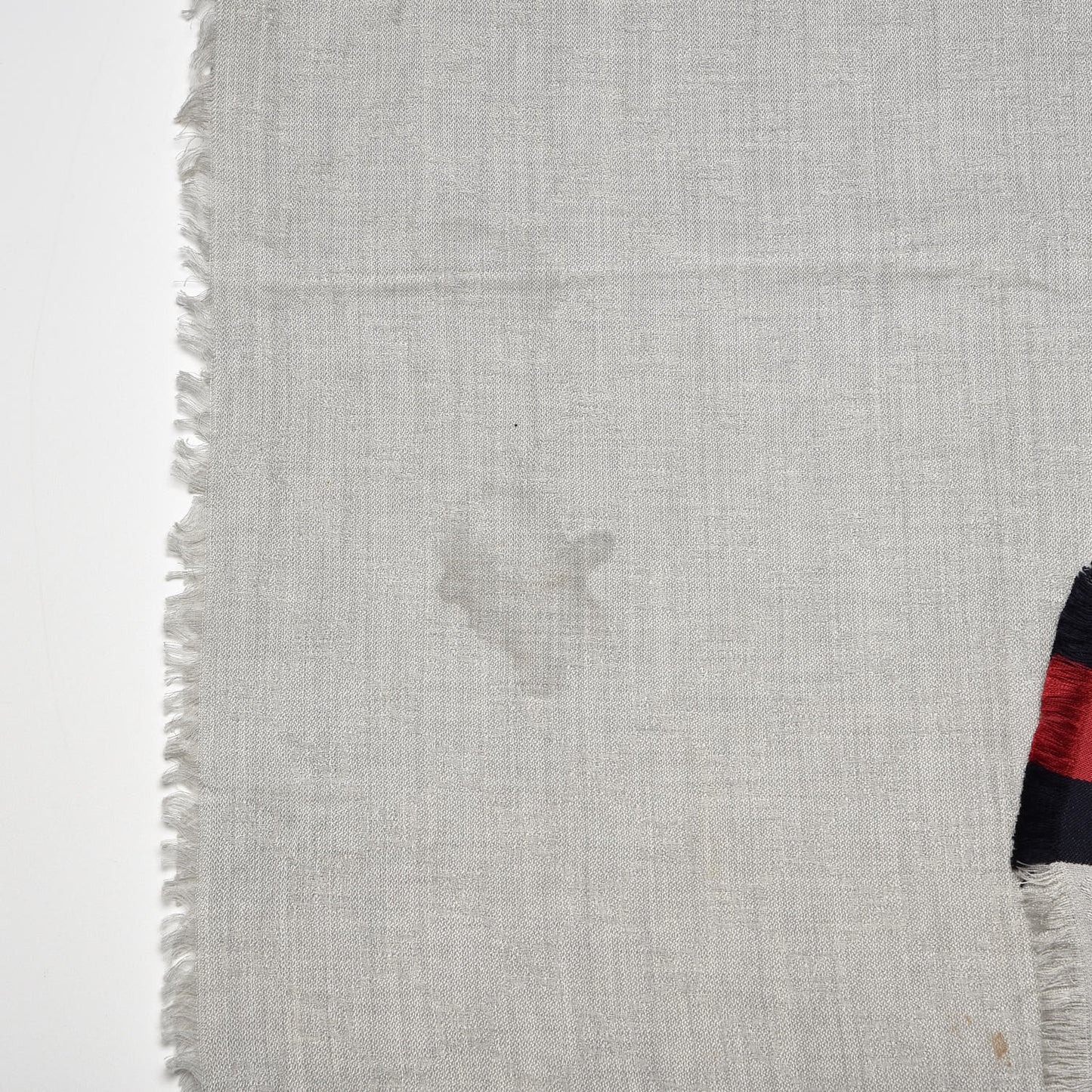 Silk Cotton GG Monogram Web Fringe Scarf Grey