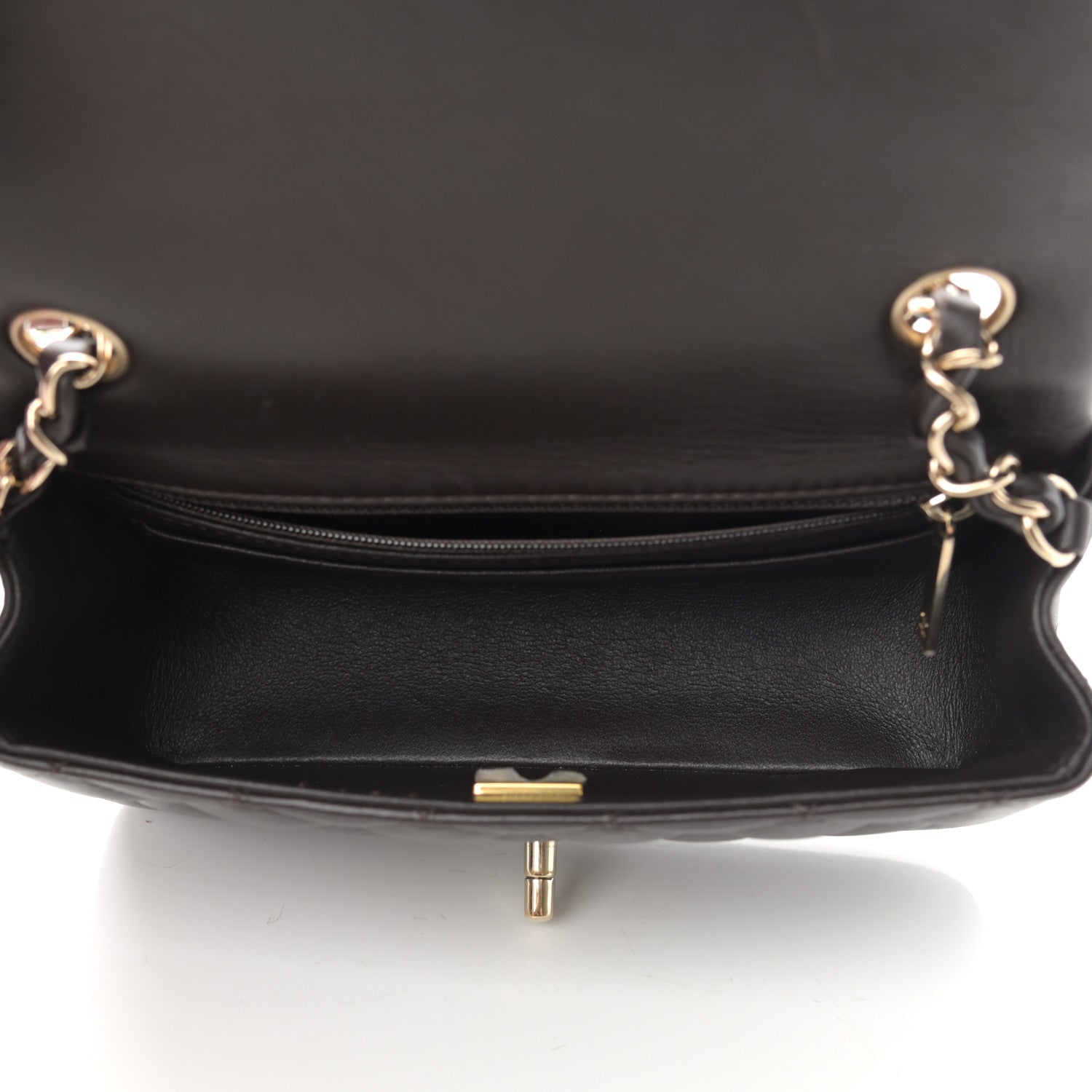 Chanel Lambskin Quilted Mini Rectangular Flap Dark Brown 5 of 13