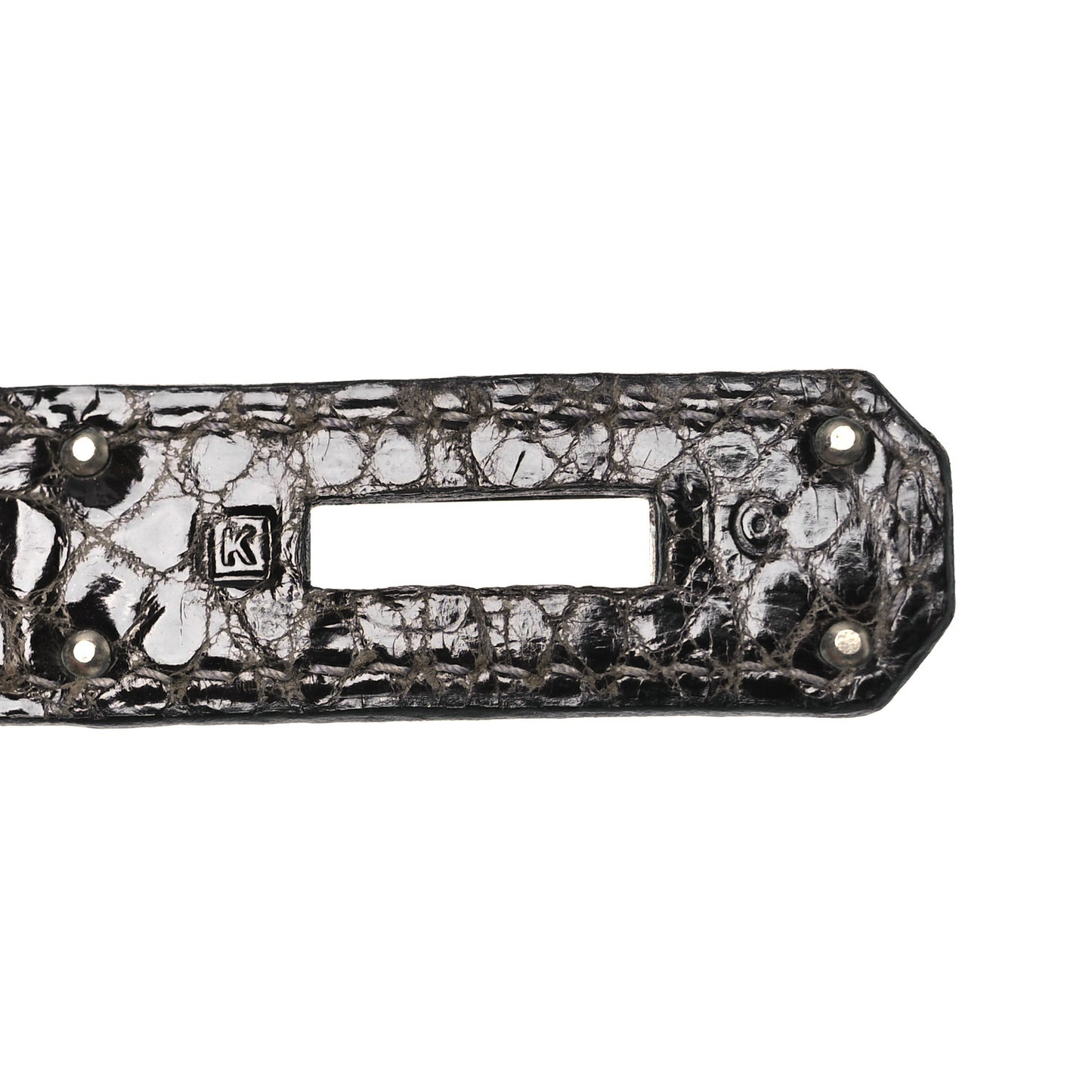 Shiny Porosus Crocodile Kelly Sellier 28 Gris Elephant