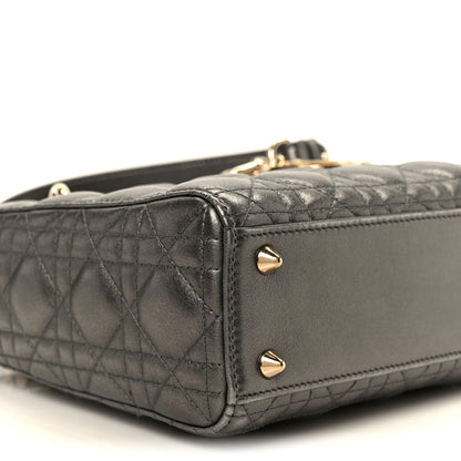 Christian Dior Metallic Lambskin Cannage Small My ABCDior Lady Dior Dark Silver 9 of 10