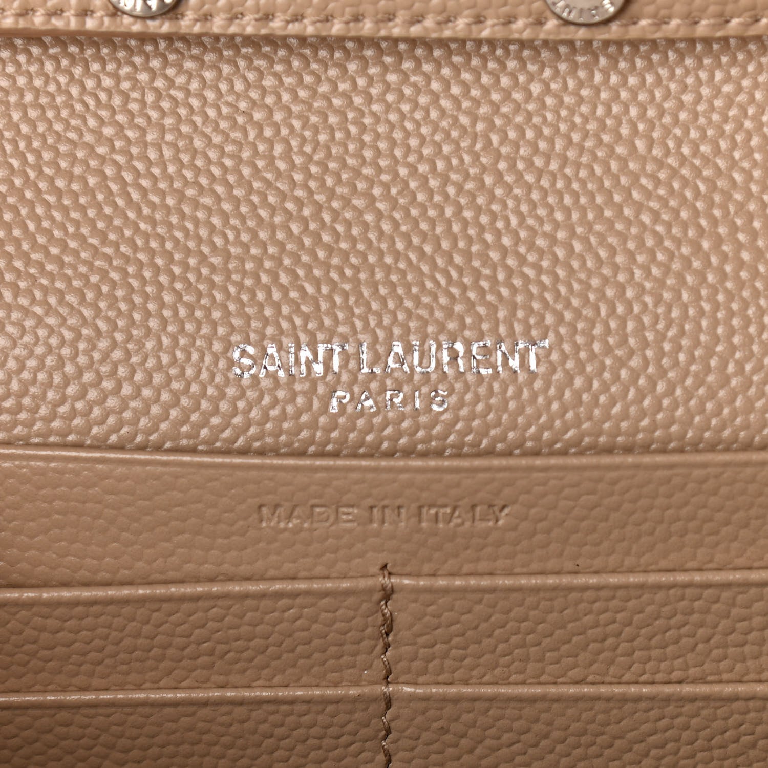 Saint Laurent Grain De Poudre Matelasse Chevron Monogram Chain Wallet Nude Powder 5 of 9