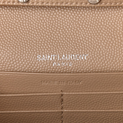 Saint Laurent Grain De Poudre Matelasse Chevron Monogram Chain Wallet Nude Powder 5 of 9
