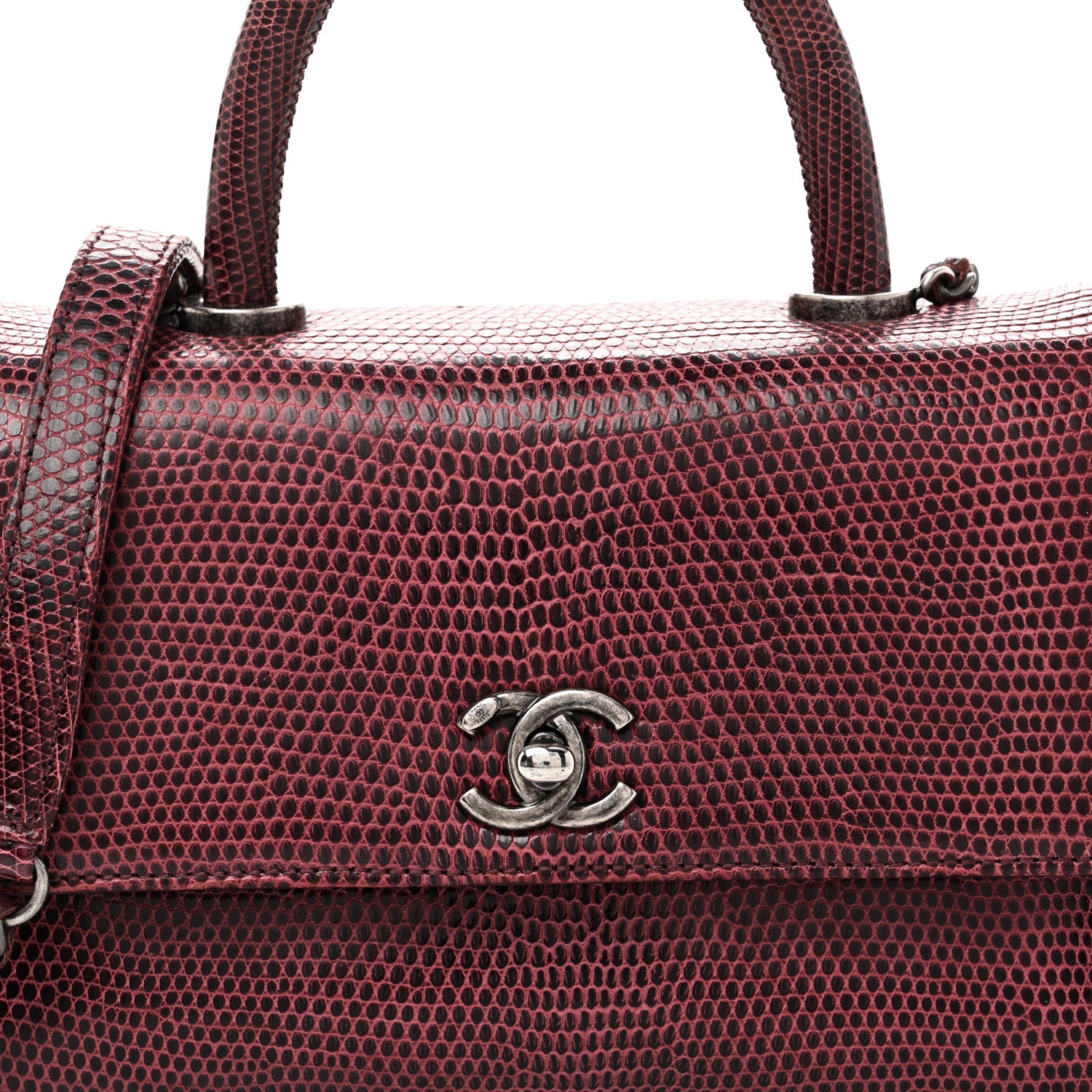Chanel Lizard Mini Coco Handle Flap Burgundy 8 of 10