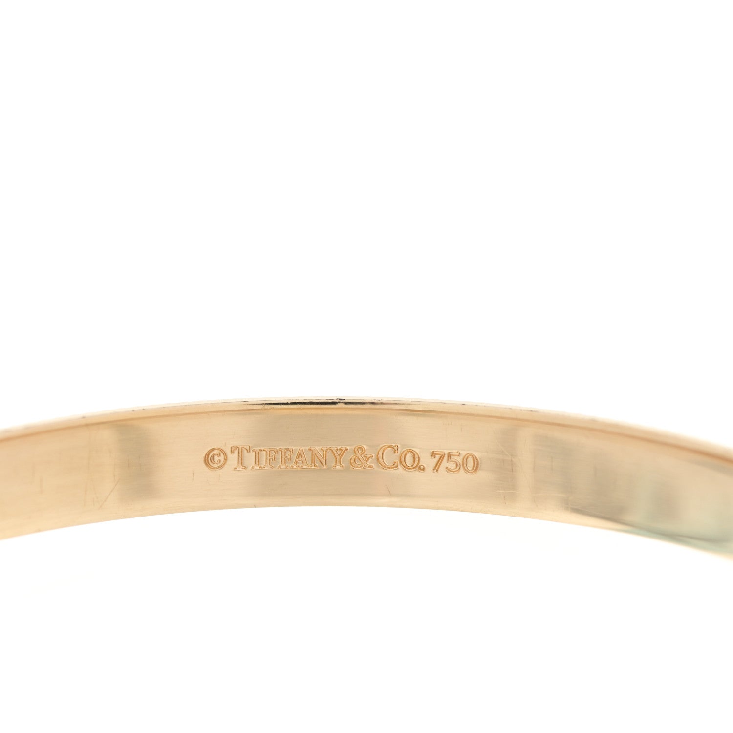 Tiffany 18K Yellow Gold 'I Love You' Milgrain Bangle Bracelet 3 of 4