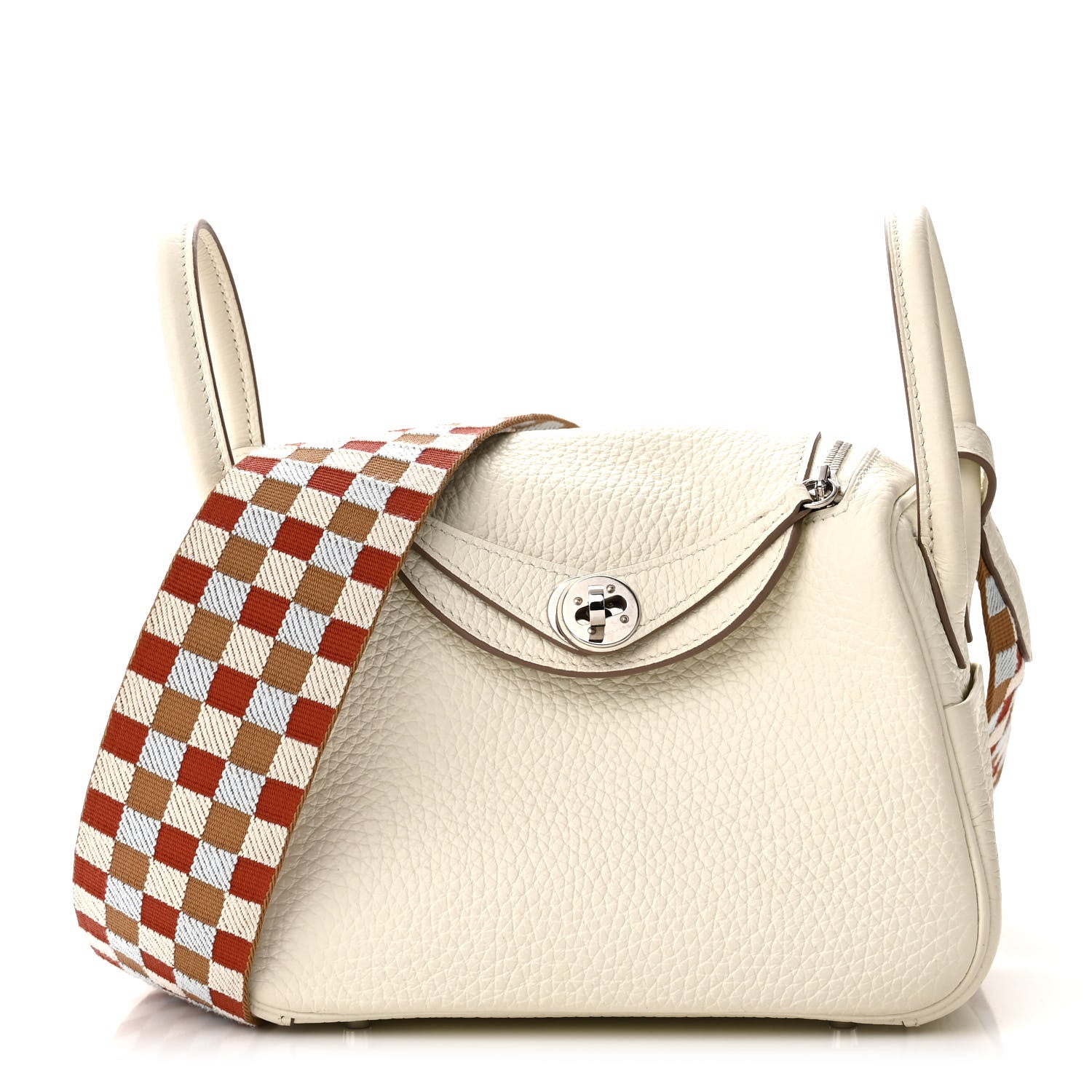 Hermes Taurillon Clemence Maxi Quadrille Mini Lindy 20 Mushroom Chai Nata Bleu Brume 1 of 11
