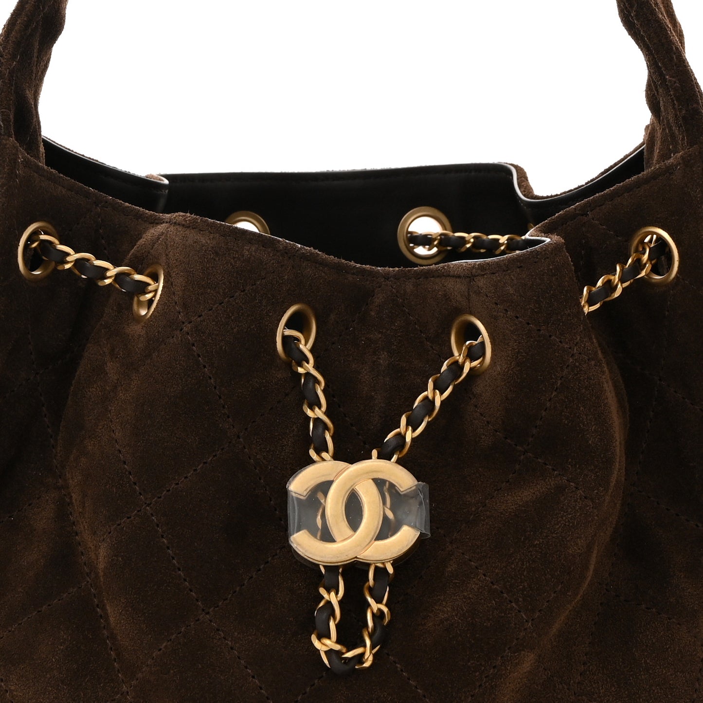 Suede Quilted Small Chanel 25 Handbag Dark Brown