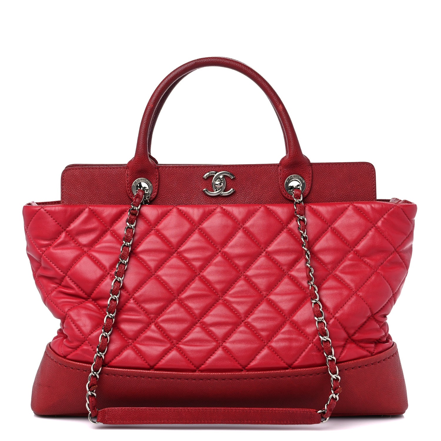 Chanel Calfskin Caviar Quilted Large Shopping Tote Red 1 of 16