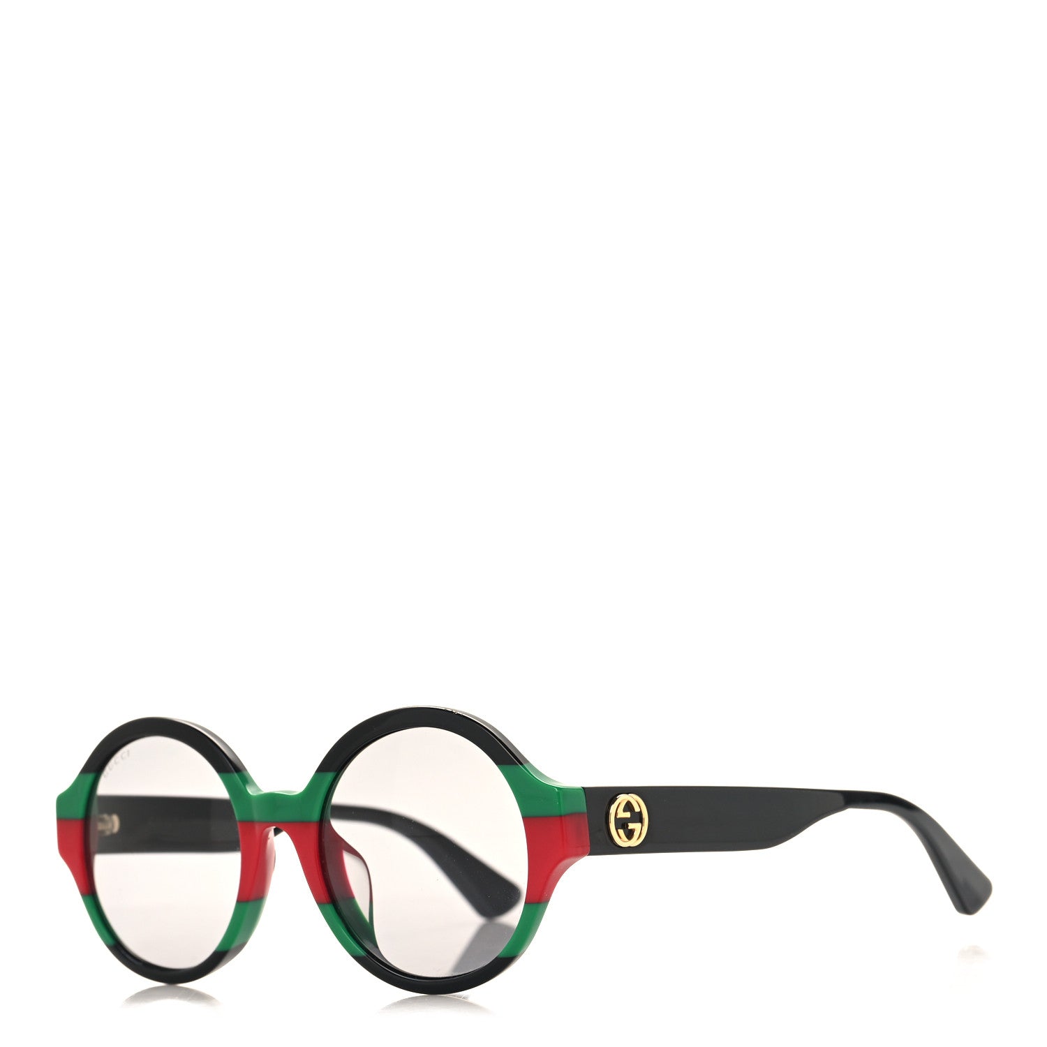 Gucci Round Web Sunglasses GG0280SA Black Green 1 of 8