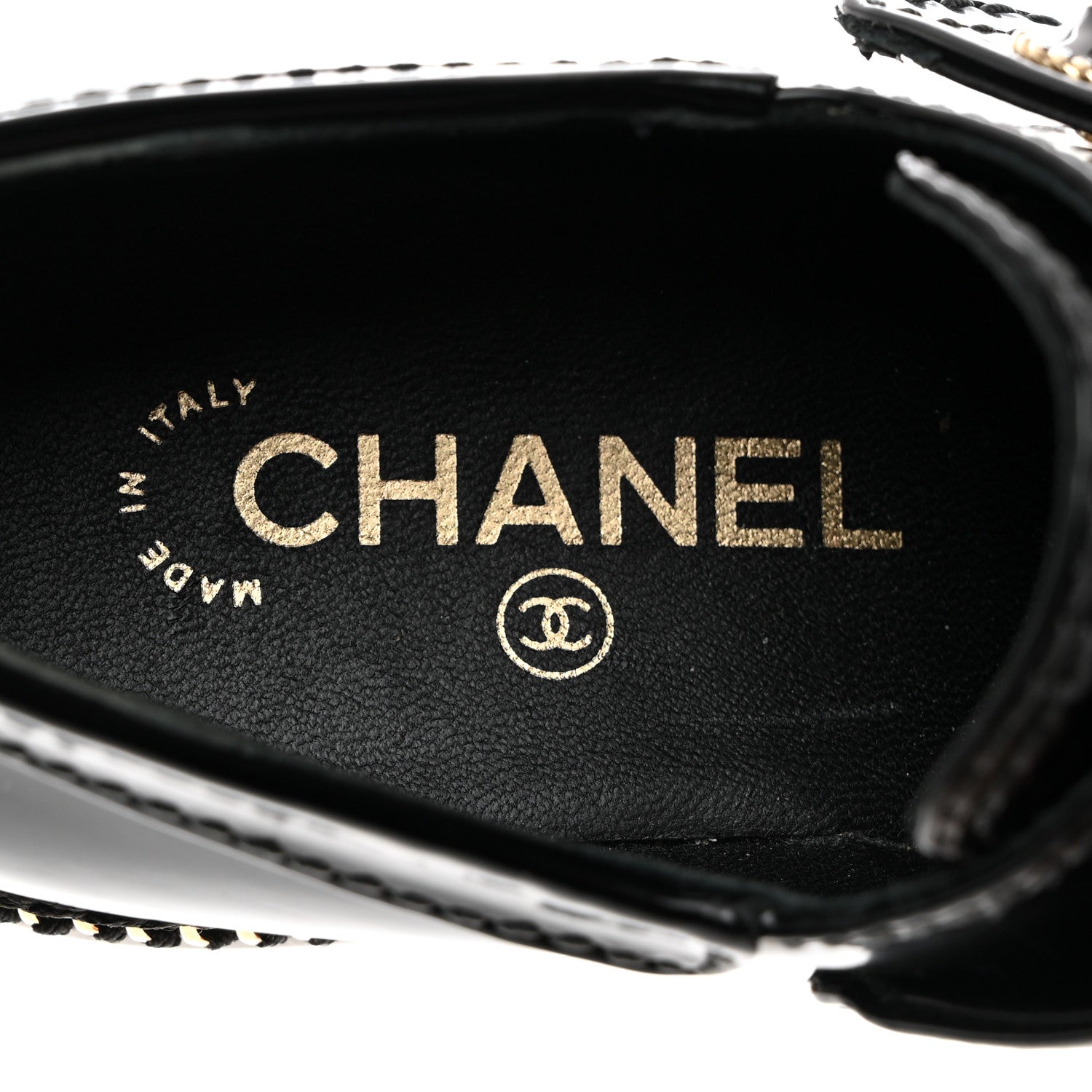 Chanel Shiny Calfskin Lace Up Platform Loafers 39 Black 6 of 9