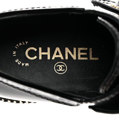Chanel Shiny Calfskin Lace Up Platform Loafers 39 Black 6 of 9