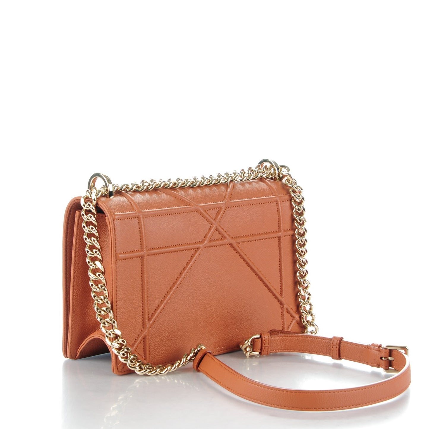 Grained Calfskin Medium Diorama Flap Bag Brown