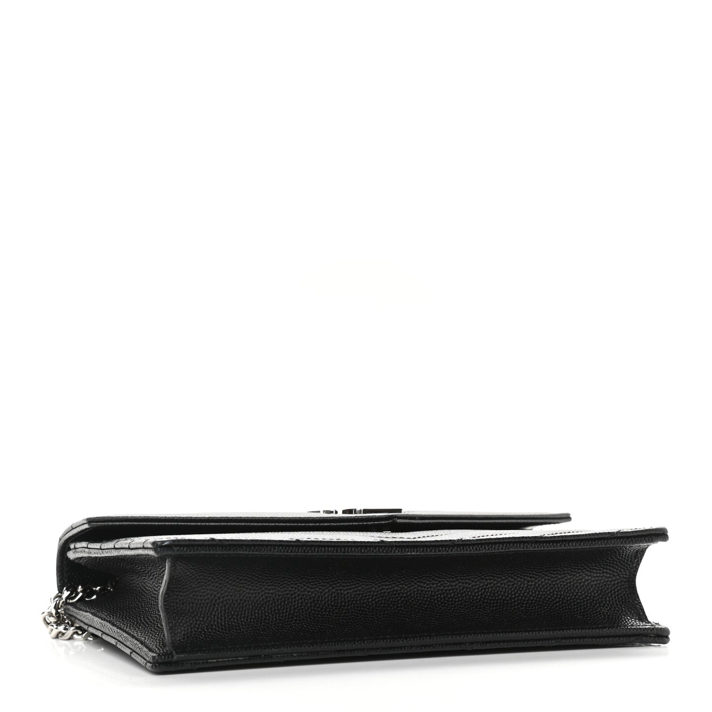 Grain De Poudre Matelasse Chevron Monogram Envelope Chain Wallet Black