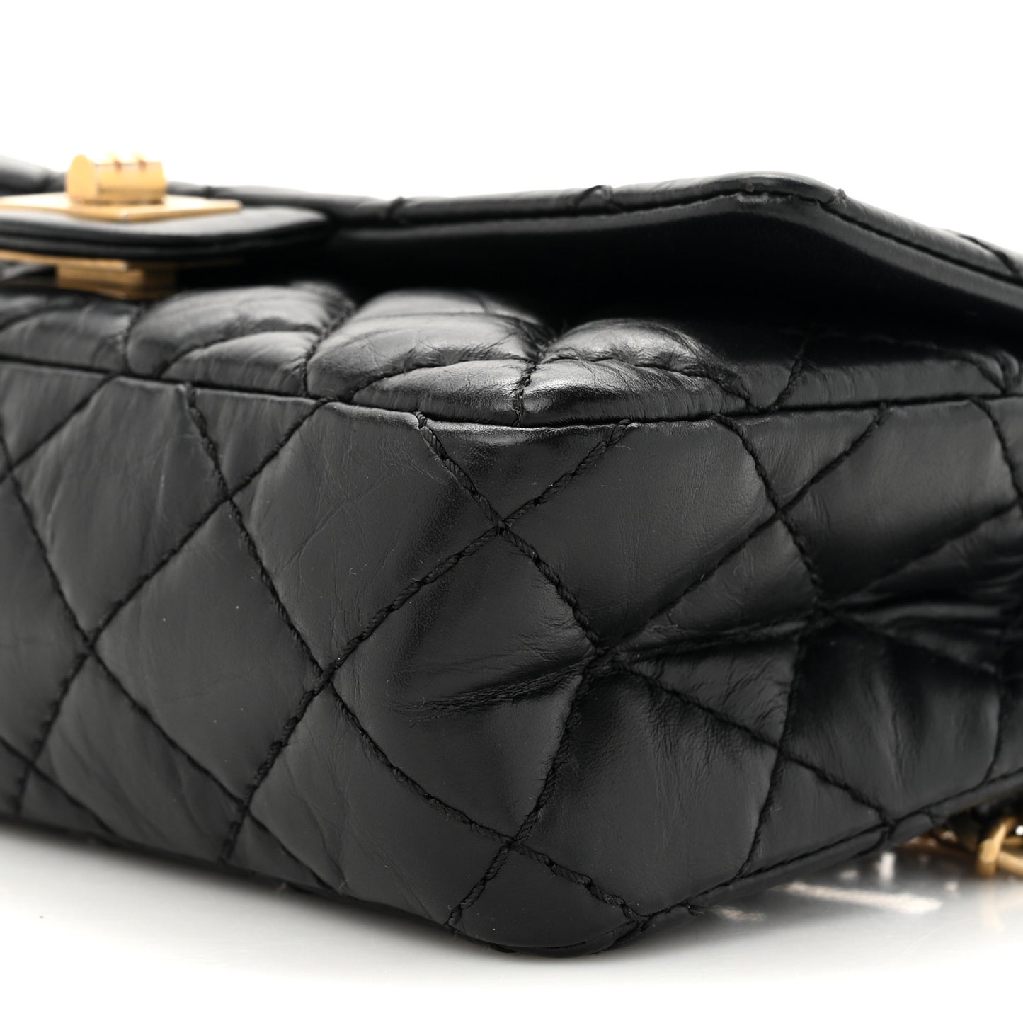Aged Calfskin Quilted 2.55 Reissue Flap Belt Bag Clutch Black