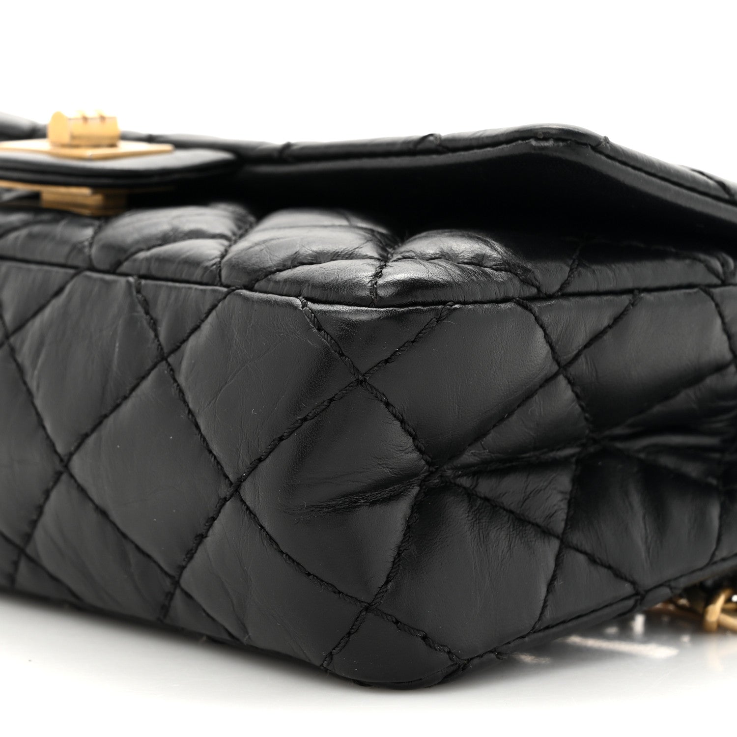 Chanel Aged Calfskin Quilted 2.55 Reissue Flap Belt Bag Clutch Black 9 of 11