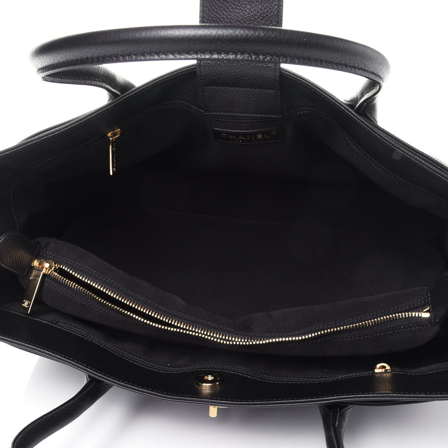 Calfskin Cerf Executive Shopper Tote Black