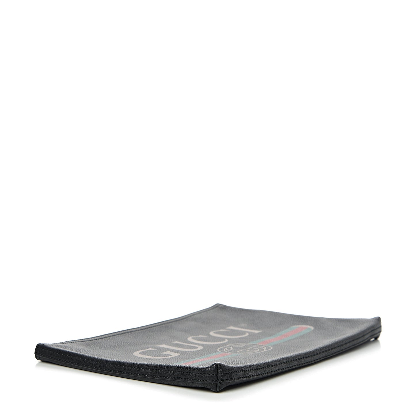 Pebbled Calfskin Large Logo Portfolio Clutch Black