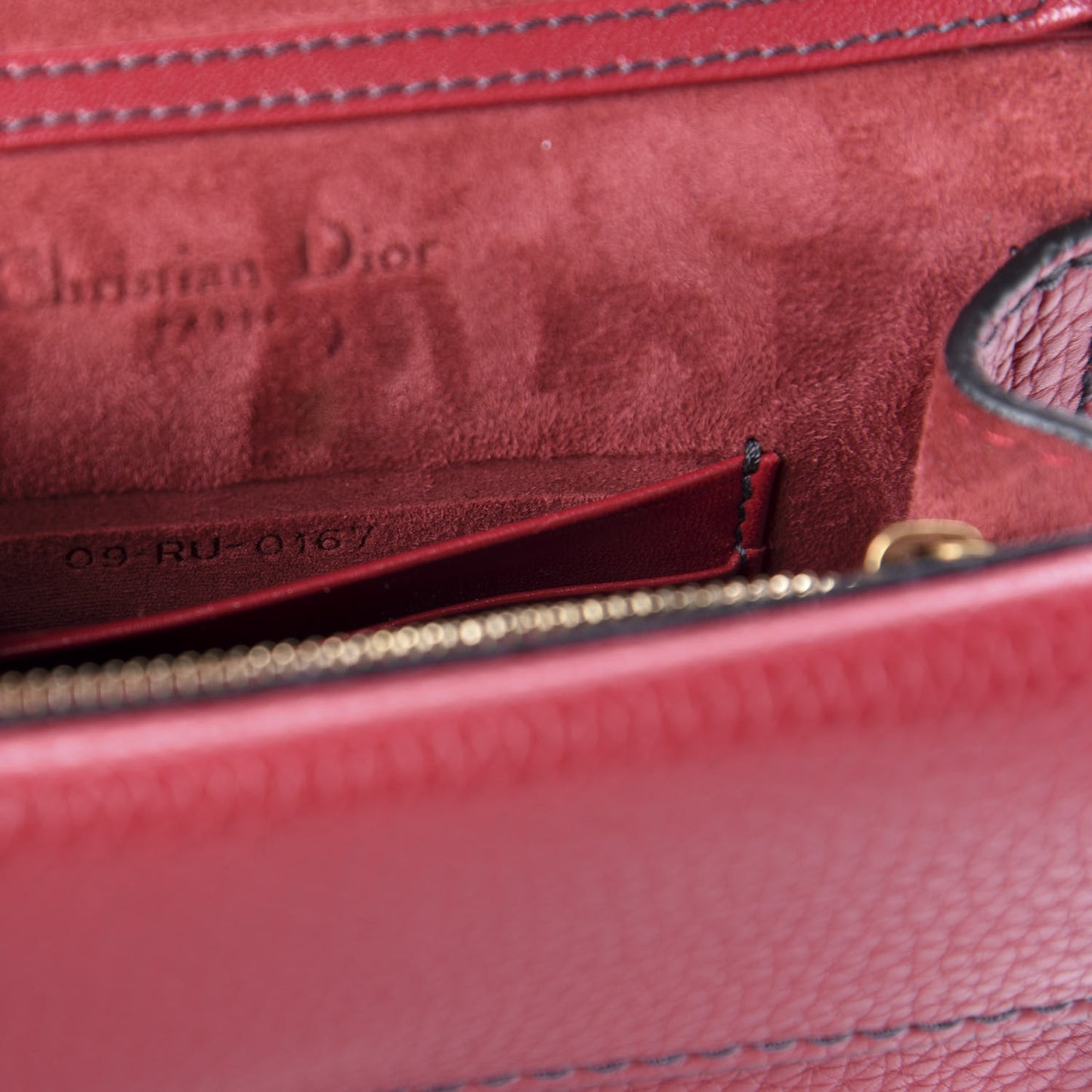 Grained Calfskin D-Bee Crossbody Dark Red