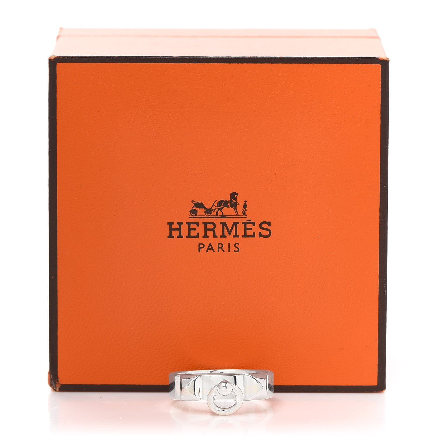 Hermes Sterling Silver PM Collier De Chien Ring 55 7.25 5 of 5