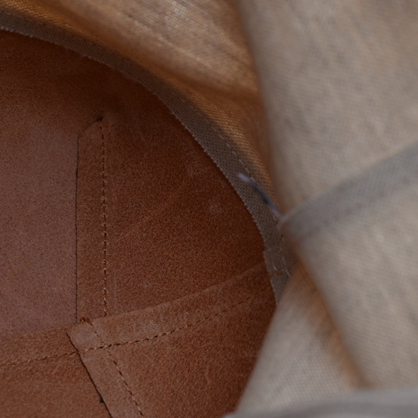 Canvas Calfskin Bucket Bag Creme Cammello