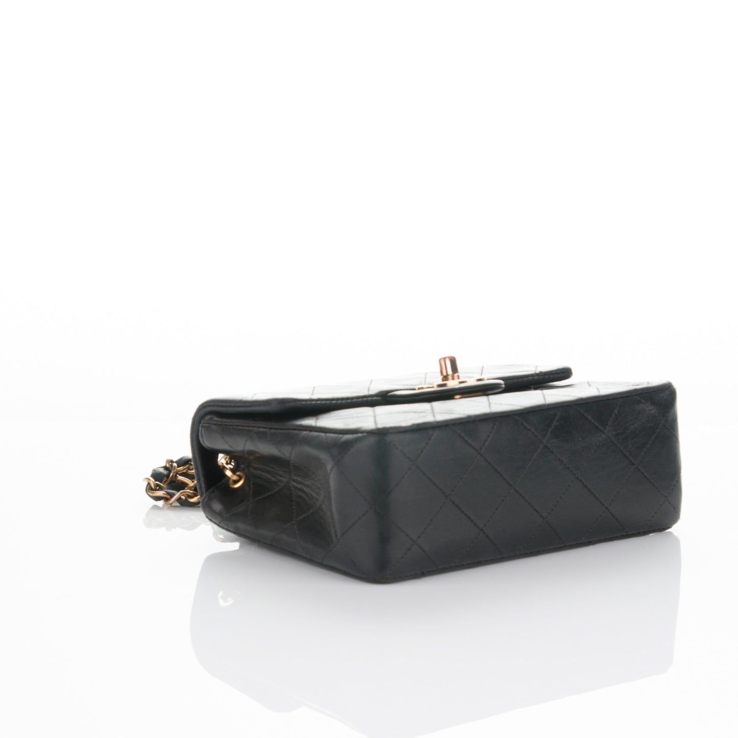 Lambskin Quilted Mini Square Flap Black