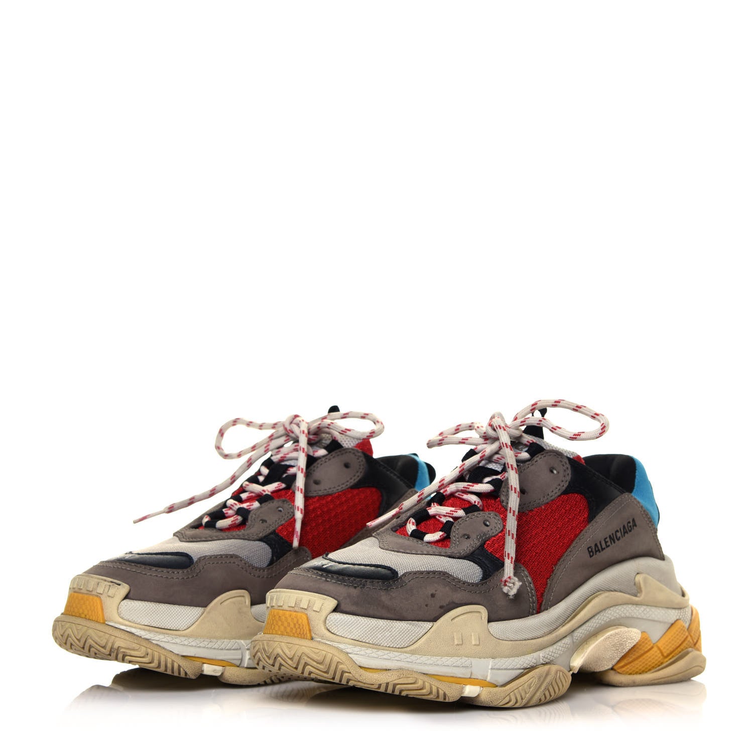 Balenciaga Mesh Nubuck Mens Triple S Sneakers 41 Bleu Gris Rouge 2 of 6