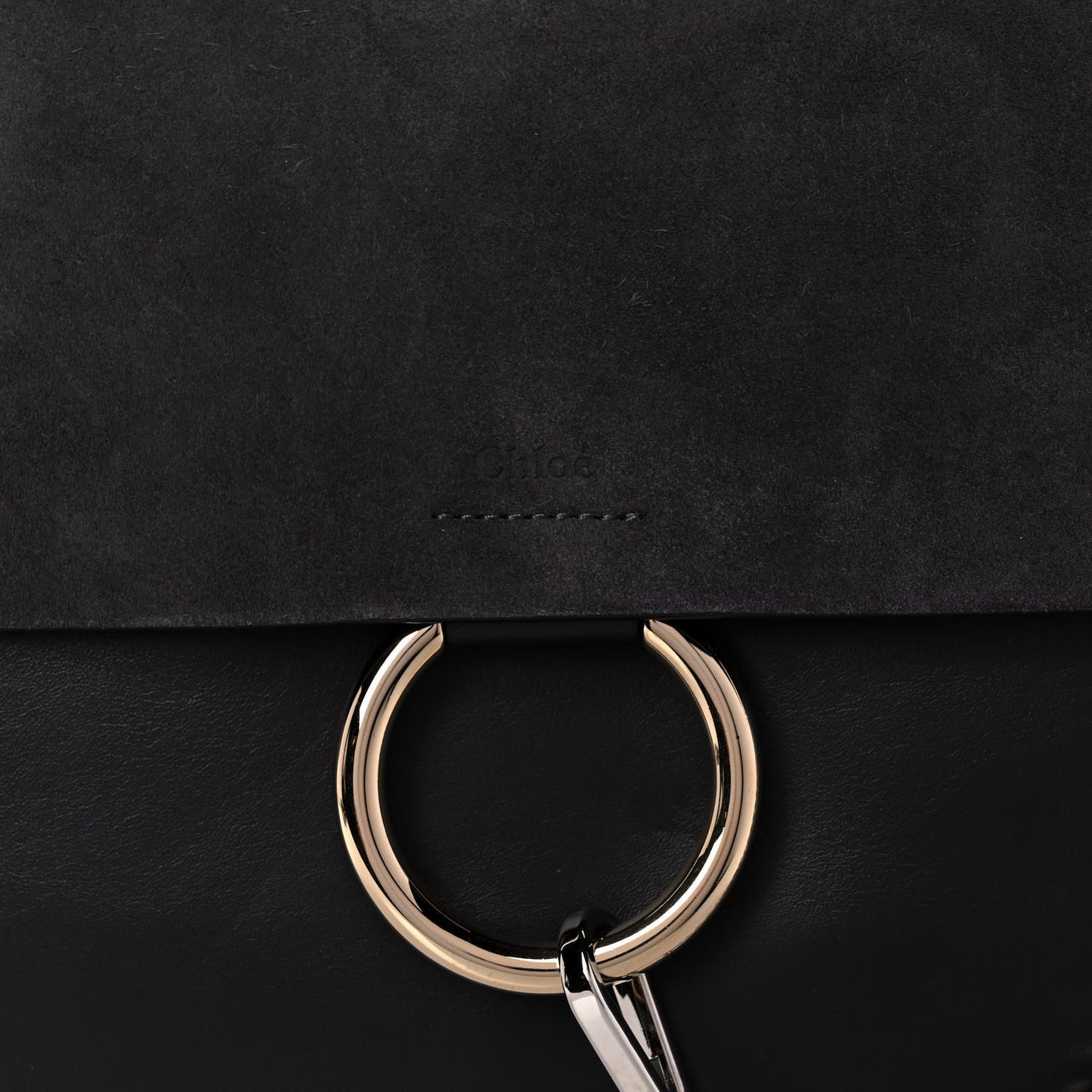 Suede Calfskin Medium Faye Shoulder Bag Carbon Grey