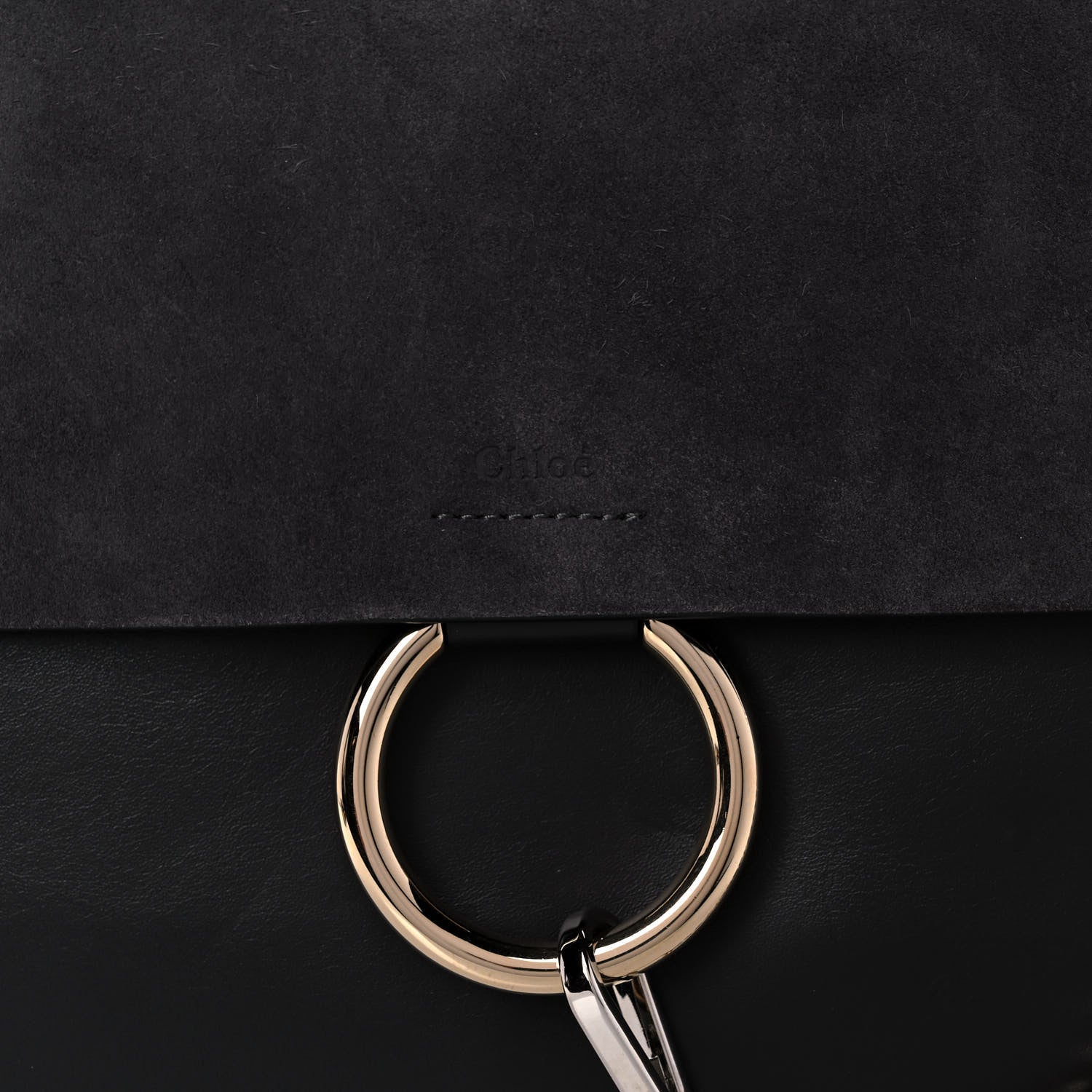 Chloe Suede Calfskin Medium Faye Shoulder Bag Carbon Grey 8 of 10