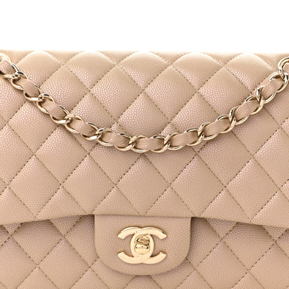 Chanel Iridescent Caviar Quilted Medium Double Flap Dark Beige 8 of 10
