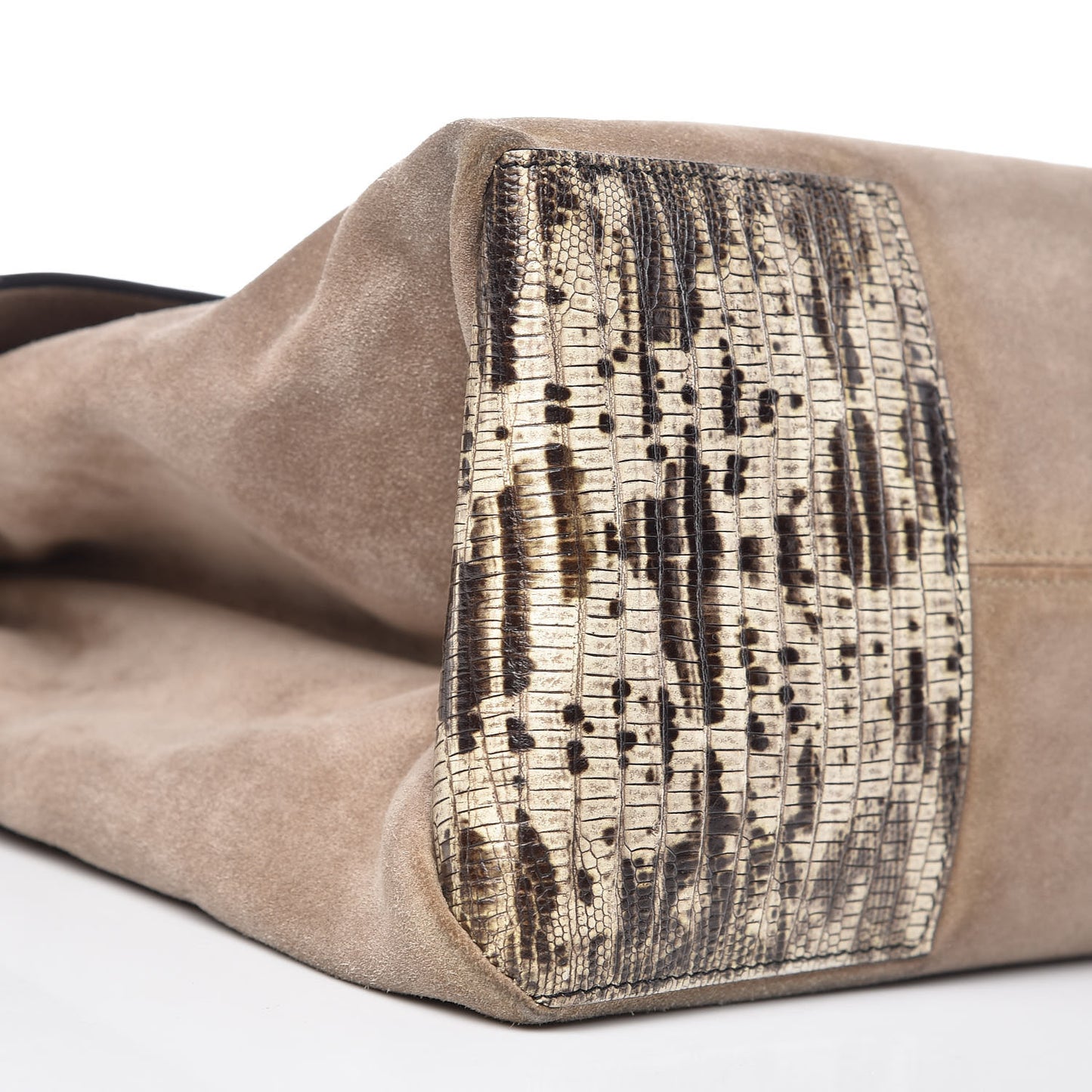 Lizard Effect Suede Miss Sartorial Shoulder Bag Black White