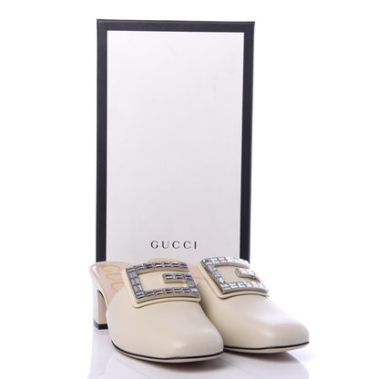Gucci Malaga Kid Crystal Square G Madelyn Mules 36.5 Vintage White 11 of 11