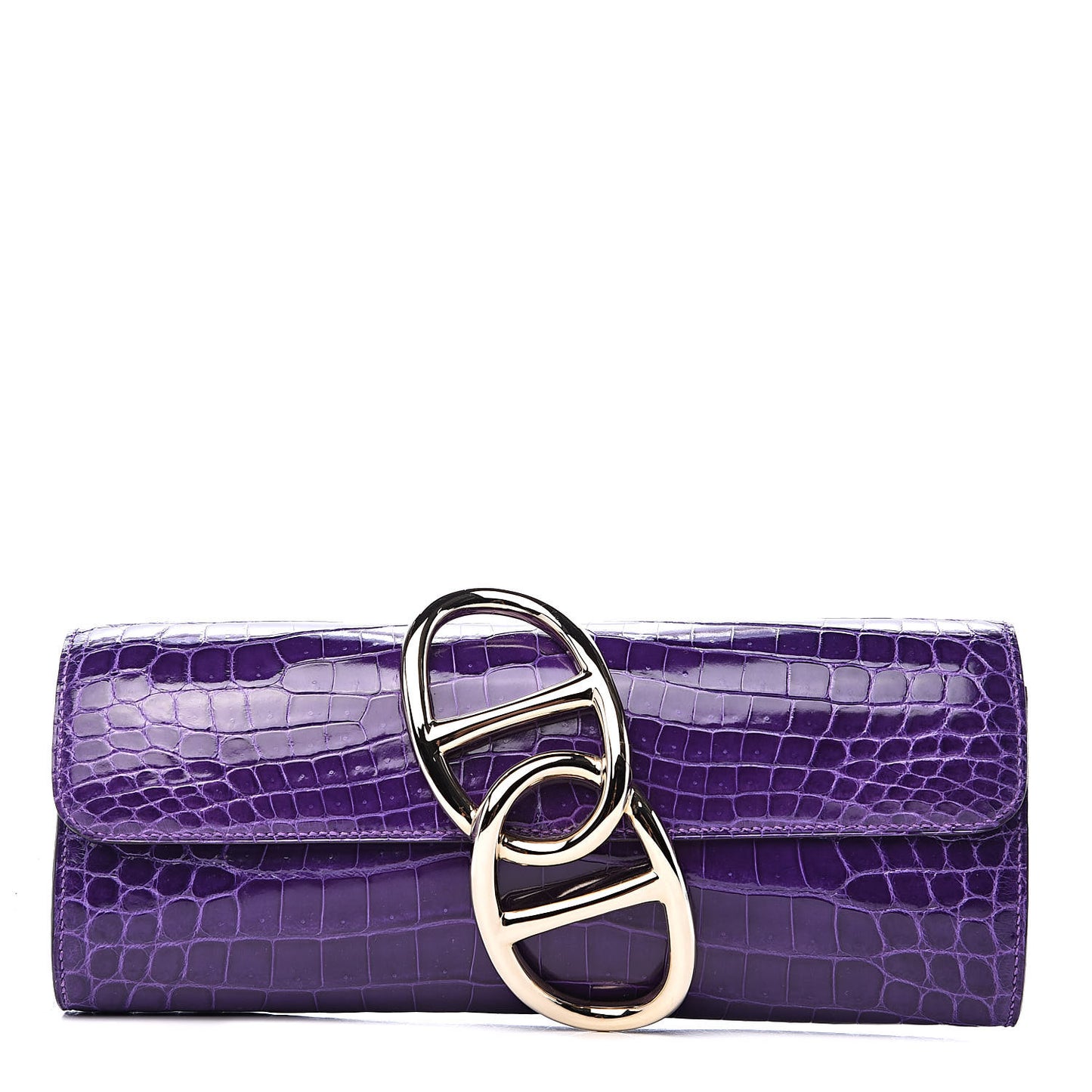 Shiny Niloticus Crocodile Egee Clutch Ultraviolet