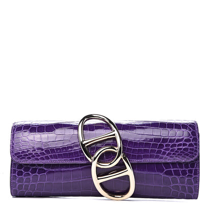 Hermes Shiny Niloticus Crocodile Egee Clutch Ultraviolet 1 of 11