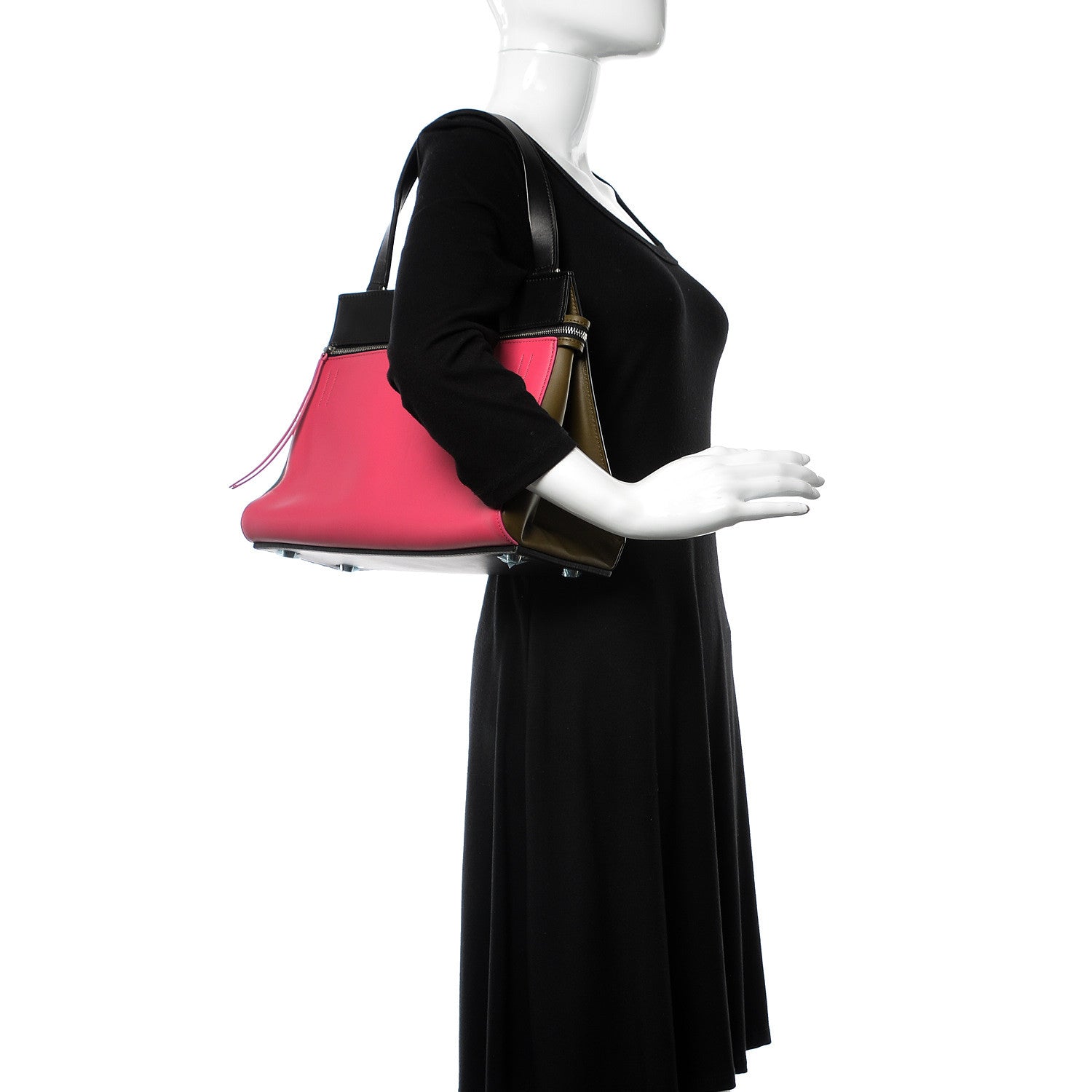 Celine Smooth Calfskin Small Tri-Color Edge Shoulder Bag Fushia 2 of 12