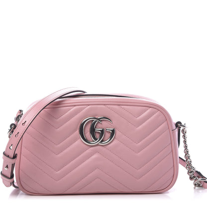 Gucci Calfskin Matelasse Small GG Marmont Chain Shoulder Bag Wild Rose 1 of 13