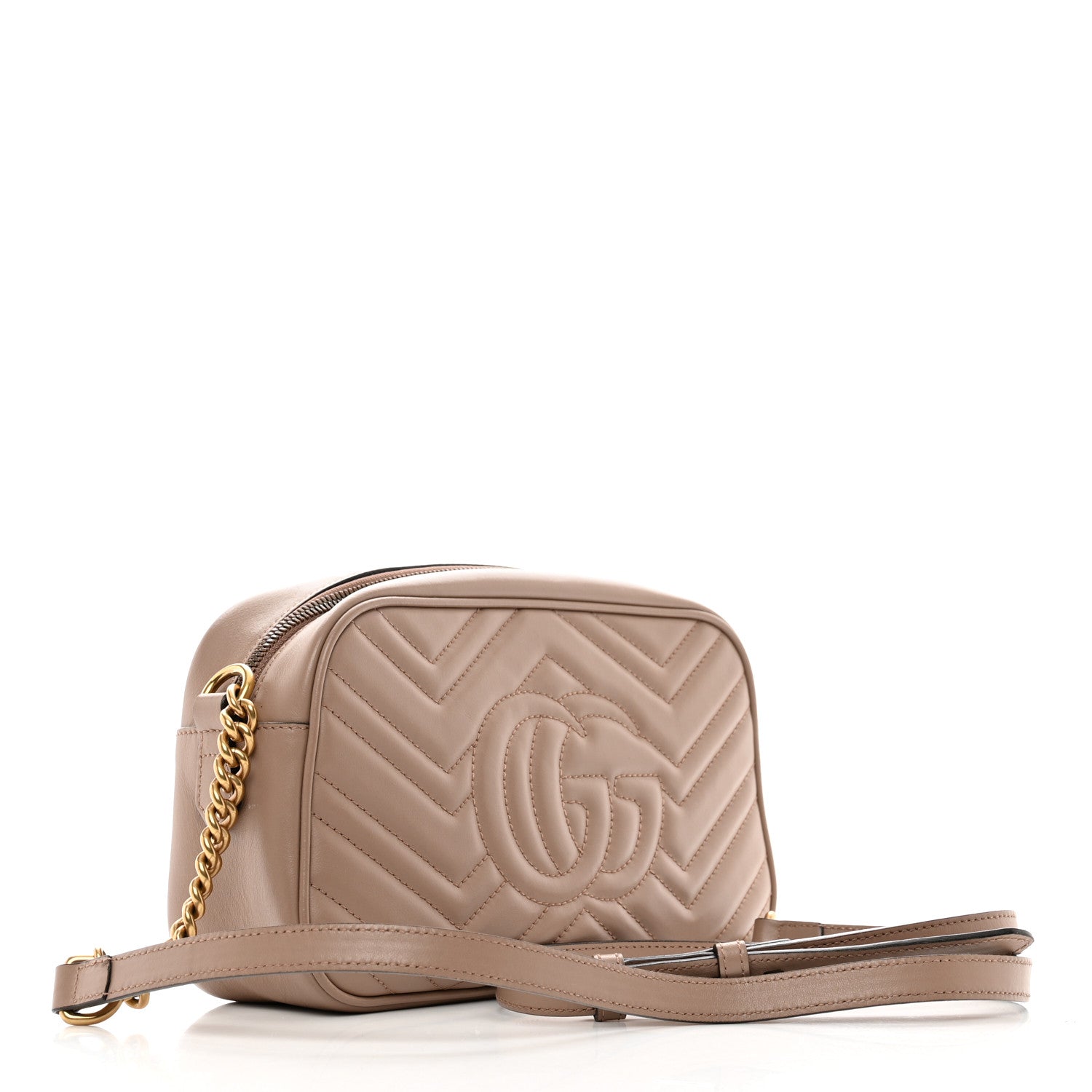 Gucci Calfskin Matelasse Small GG Marmont Chain Shoulder Bag Porcelain Rose 3 of 11