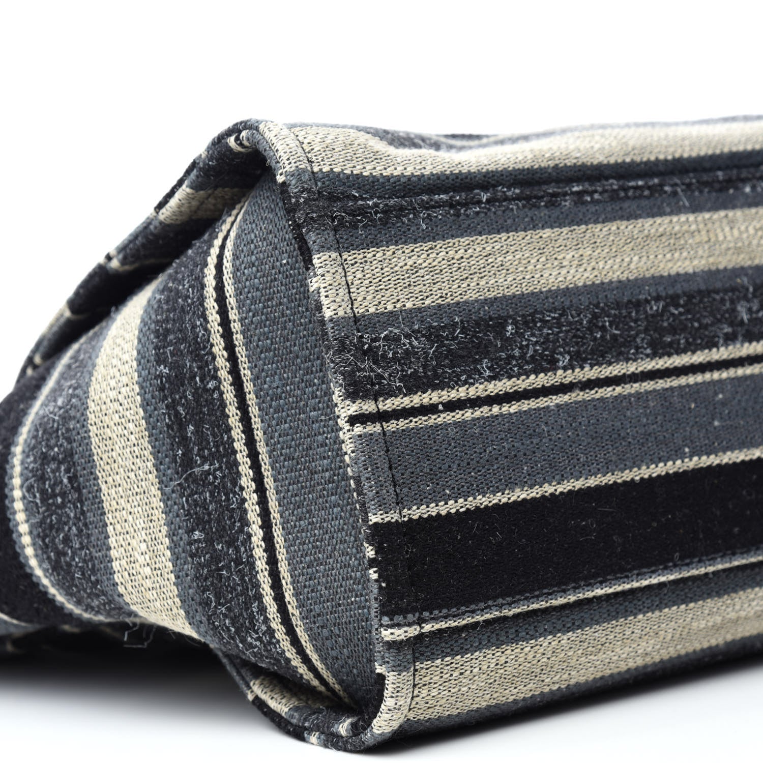 Chanel Striped Canvas Medium Deauville Tote Black 6 of 11
